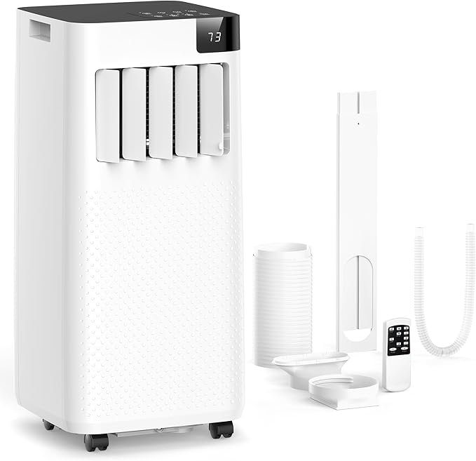 ZAFRO 8,000 BTU Portable Air Conditioners, 4 Modes Portable AC Unit with Fast Cooling/Energy Efficient/Remote/24Hrs Timer for Bedroom/Dorms/Indoor Rooms, White